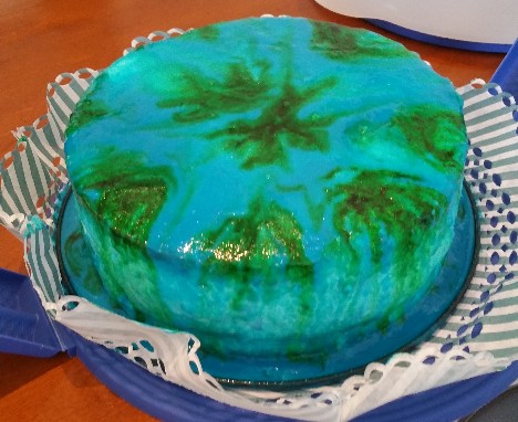 Kuchen Kuichen zum Nachtisch in Meeresgrün